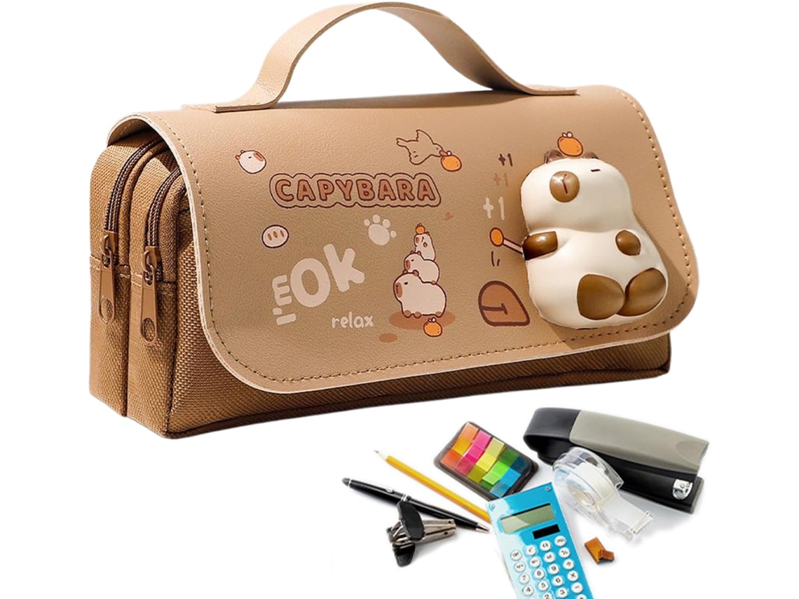Estojo Fofo E Estiloso Estojo Fofo De Capivara E Panda | Organizador Para Material Escolar, Gokoco