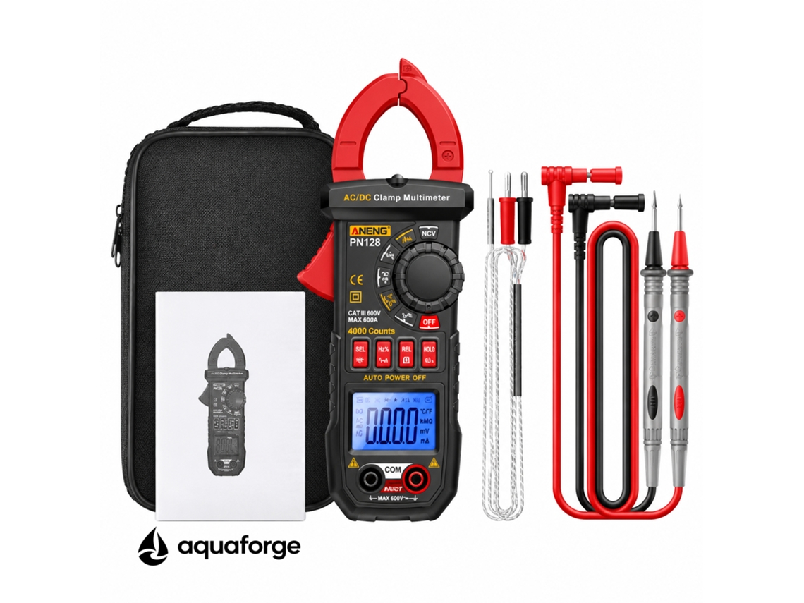 Alicate Amperimétrico Aquaforge Pn128, 600a, Ncv