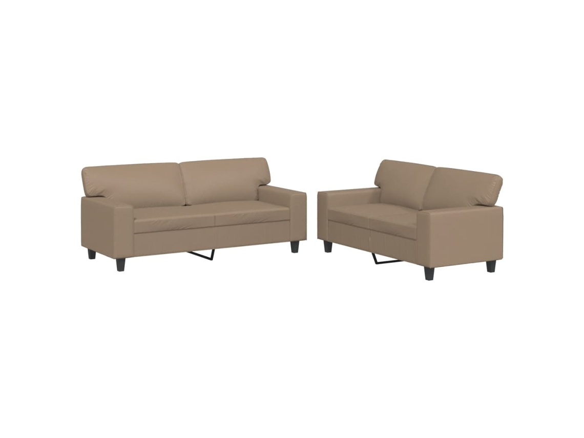 Conjunto de Sofás MAISON EXCLUSIVE 2 Pcs em Couro Artificial Cappuccino