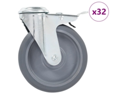 Vidaxl 32 Pcs Rodas Giratórias Com Orifício Para Parafuso 125 Mm