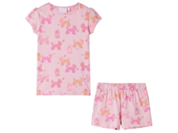 Pijama De Manga Curta Para Criança Rosa-claro 128
