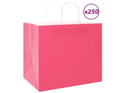 Vidaxl Sacos De Papel 250 Unid Com Alças Rosa 32x22x28 Cm