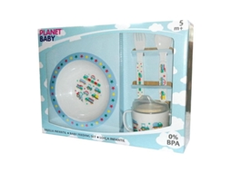 Vajilla Infantil Melamina 4 Piezas Azul Planet Baby