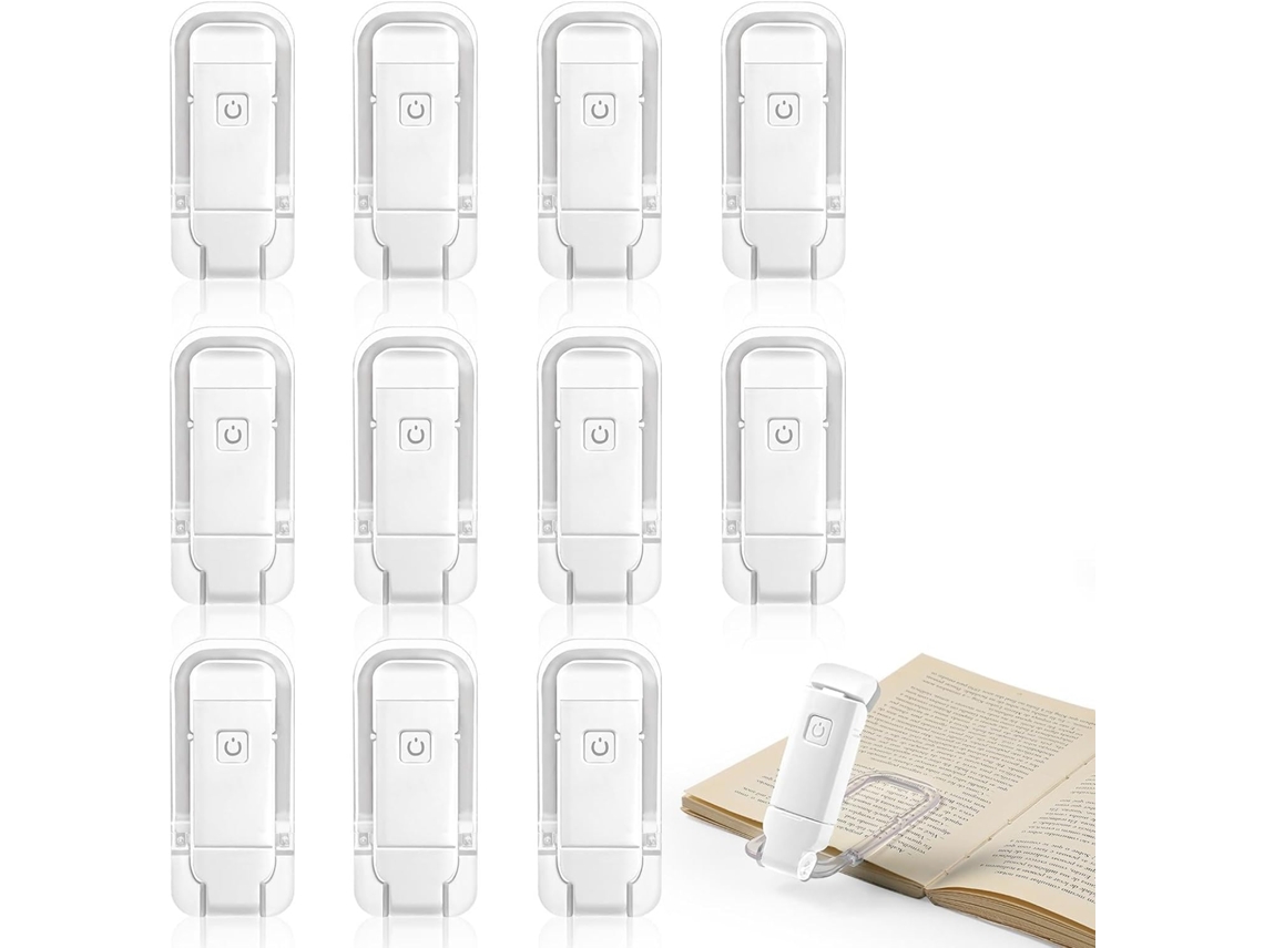 Vzznn Pacote Com 12 Luminárias De Leitura Recarregáveis Para Ler Na Cama, Luminárias De Leitura Com Clipe E
