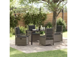 Vidaxl Conjunto de Jantar para Jardim 5 Pcs Cinzeto Vime Pe