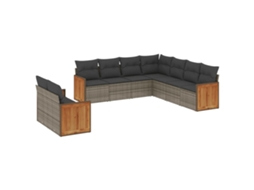 Conjunto de 9 Sofás para Jardim com Almofadões Vime Pe Cinzento MAISON EXCLUSIVE (90x200 cm)