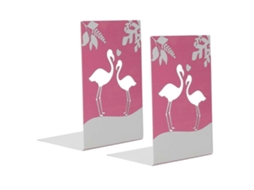 Conjunto De 2 Suportes Para Livros Em Metal, Estáveis, Para Mesa, Com Prateleiras De Apoio, Para Escritório Em Casa, Com Estampa De Flamingo