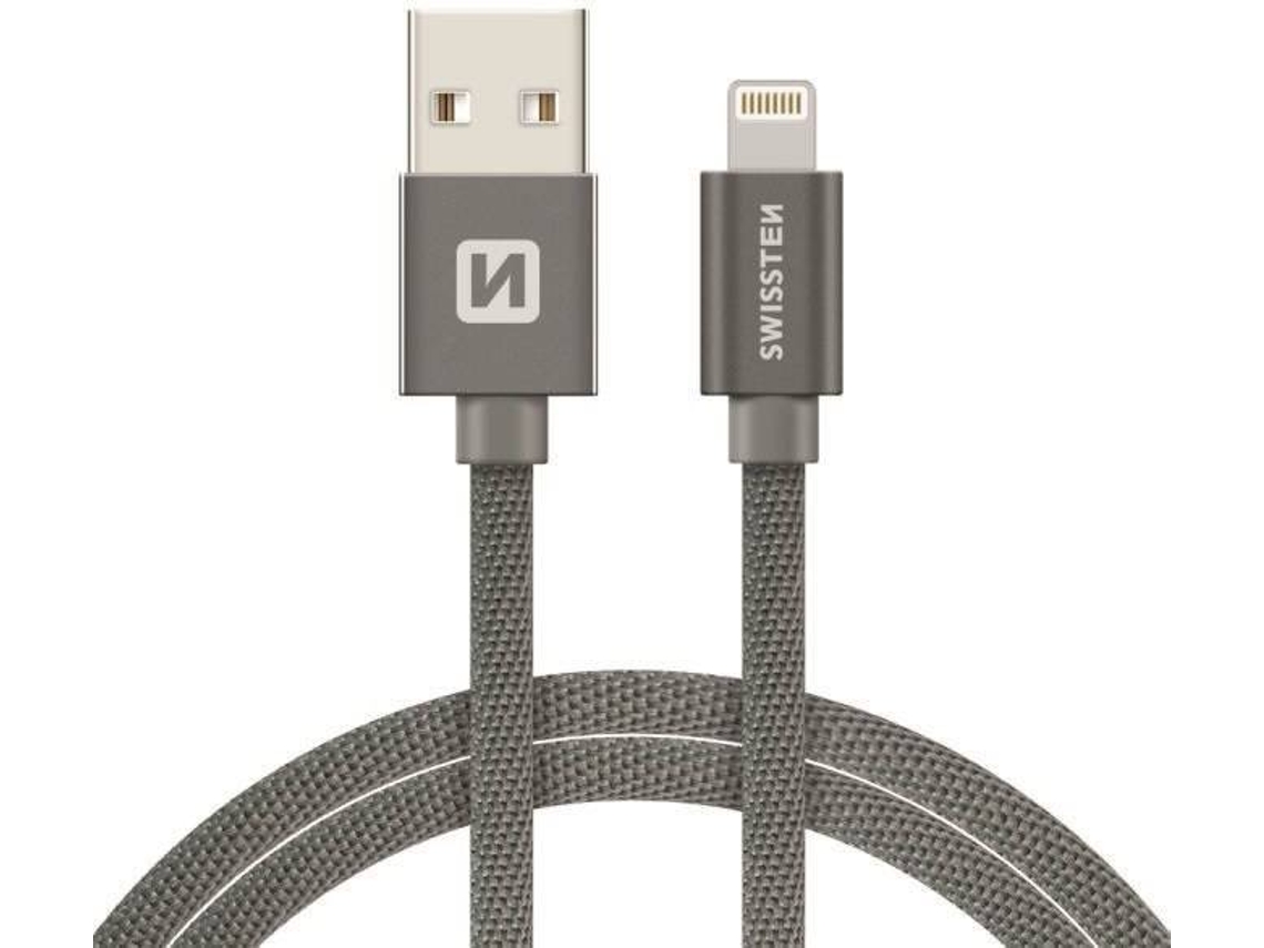 Cabo SWISSTEN Textile (USB - Lightning - 1.2 m - Cinza)