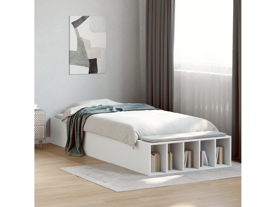 Vidaxl Estrutura De Cama 100x200 Cm Derivados De Madeira Branco