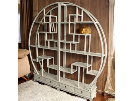 Chinês Redondo Prateleira Marfim Armário Divisor De Quarto Vintage Estilo Colonial Asiático Estilo Antigo Armário De Parede Oriental Vintageasia