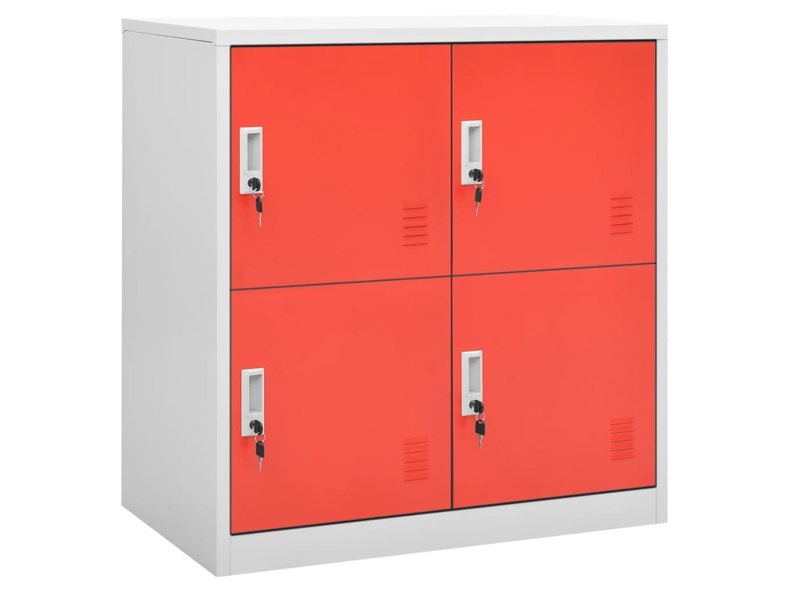 Cacifos 2 Pcs 90x45x92,5 Cm Aço Cinzento Claro E Vermelho Lovely Home