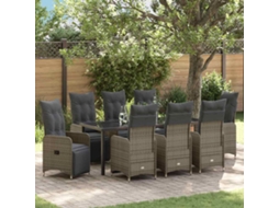 Vidaxl Conjunto De Jantar Para Jardim 9 Unid. Bege Vime Pe