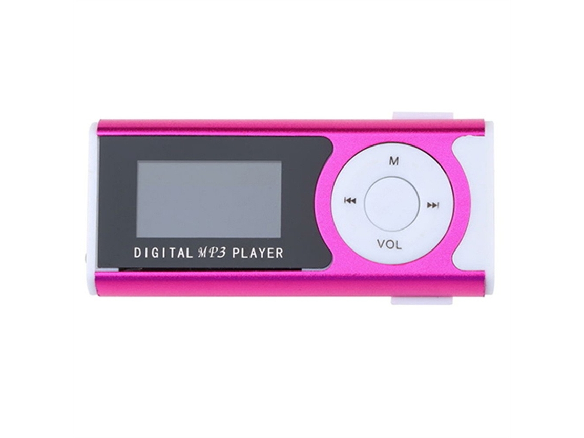 Portátil Mini Mp3 Player de Música Metal Mp3 Player com Tela Lcd Led Luz Suporte Tf Cartão Memória Mp3/Wma Formato Áudio Preto Rosa