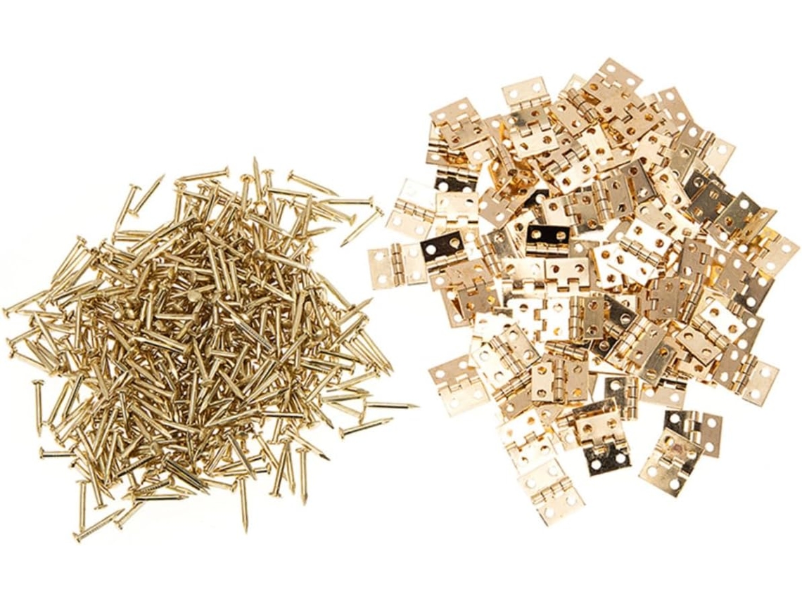 Conjunto De 50 Pequenas Latão Para Caixas Joias, Mini Em Madeira.