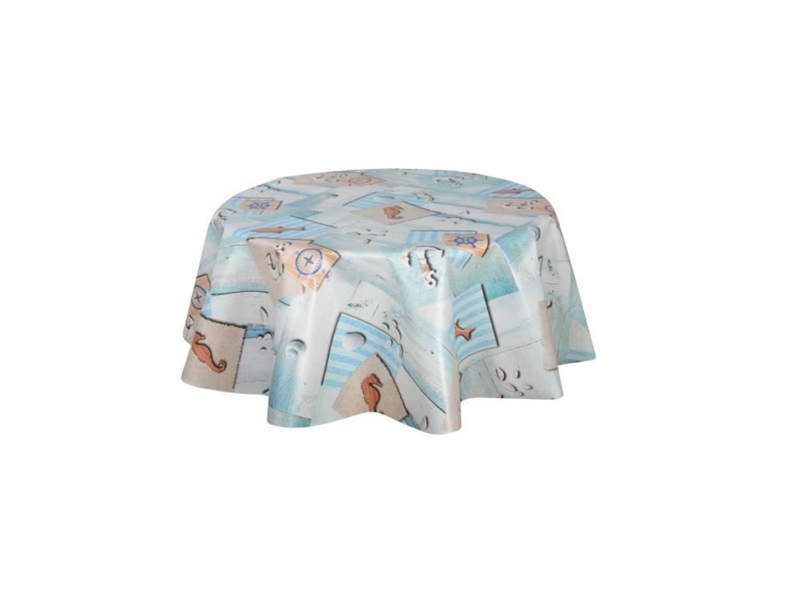 Toalha de Mesa Redonda Oleado Hypo Diam Lavável Padrões PVC Azul