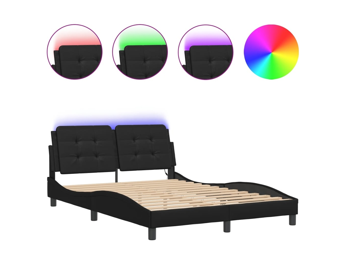 Estrutura de Cama com Led Zadar Preto 120x200 cm MAISON EXCLUSIVE