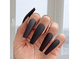 Unhas Falsas Longas Ballerina Matte 24pcs em Acrílico Press On Iljblack