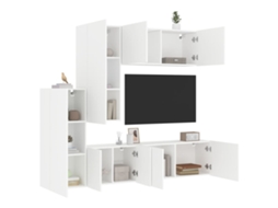 Vidaxl 5 Pcs Móveis De Parede P/ Tv Derivados De Madeira Branco