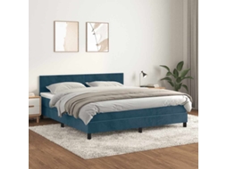 Vidaxl Cama Com Molas/colchão 180x200 Cm Veludo Azul-escuro