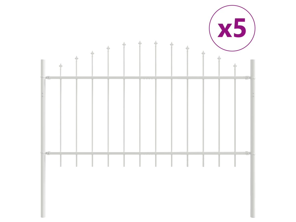 Conjunto 5 Barreira De Jardim Vidaxl Branco Aço Revestido A Pó (170 X 140 Cm)