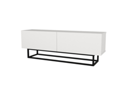 Mesa Baixa Para Tv Nolven Com 2 Portas Moldura Curta 135x32x47 Cm Branco [EN.CASA]