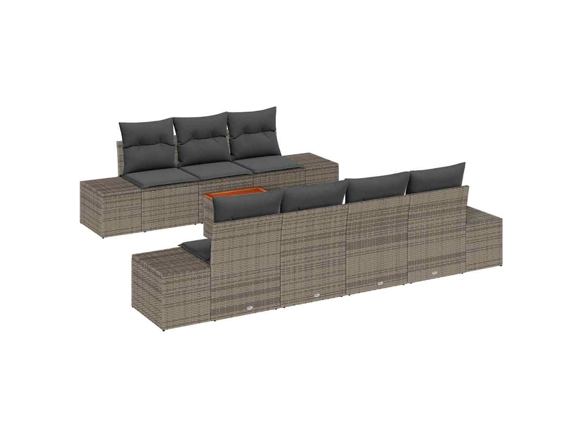 Conjunto de sofá de jardim 8 peças Cinzeto Vime Pe MAISON EXCLUSIVE