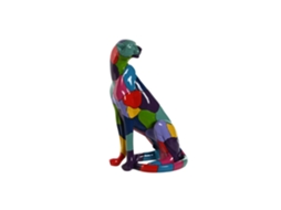 Estatueta de Pantera Multicolorida em Resina, 25x18x41cm ALEXANDRA HOUSE LIVING