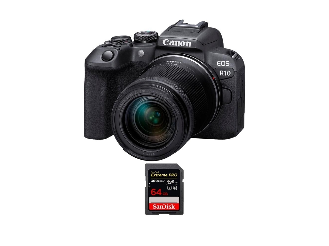 Eos R10 + Rf S 18 150mm F4.5 6.3 Is Stm + 1 Sandisk 64gb Uhs ii 300mb/s Máquina Fotográfica Híbrida Aps c + Ebook Pricedirect CANON