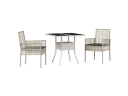 Conjunto 3 Conjunto De Jantar Para Jardim Vidaxl Cinzento-claro Vime Pe (80 X 80 X 75 Cm)
