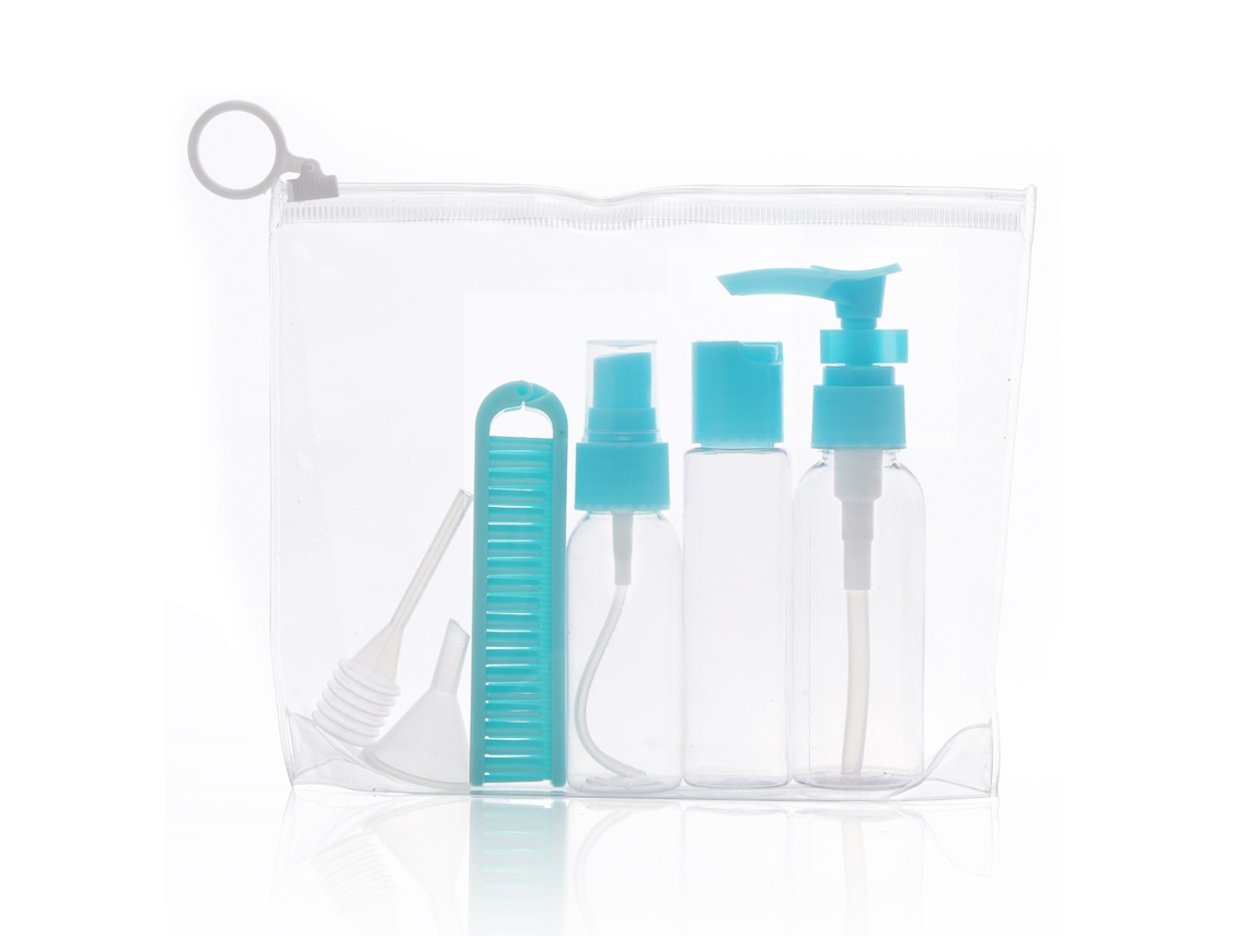 Conjunto de frascos de viagem, frasco de spray portátil, frasco de plástico à prova de vazamento para xampu, gel de banho, loção.