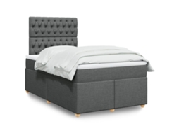 Vidaxl Cama Com Molas/colchão 120x200 Cm Tecido Cinzento-escuro