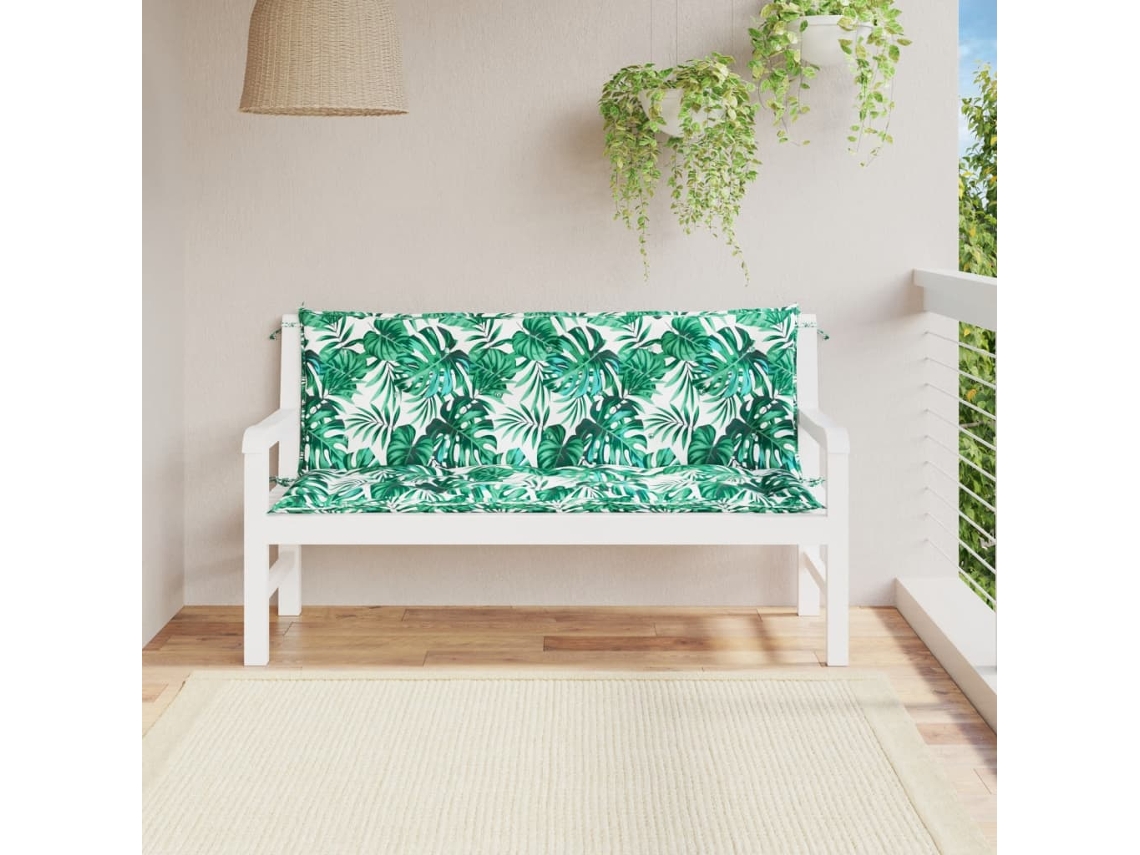 Vidaxl Almofadões Banco Jardim 2 Pcs 150x50x7 Cm Oxford Padrão Folhas