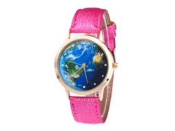 Reloj De Pulsera De Aleación Con Dial Redondo Reloj De Cuartzo Pareja Rojo Rosa