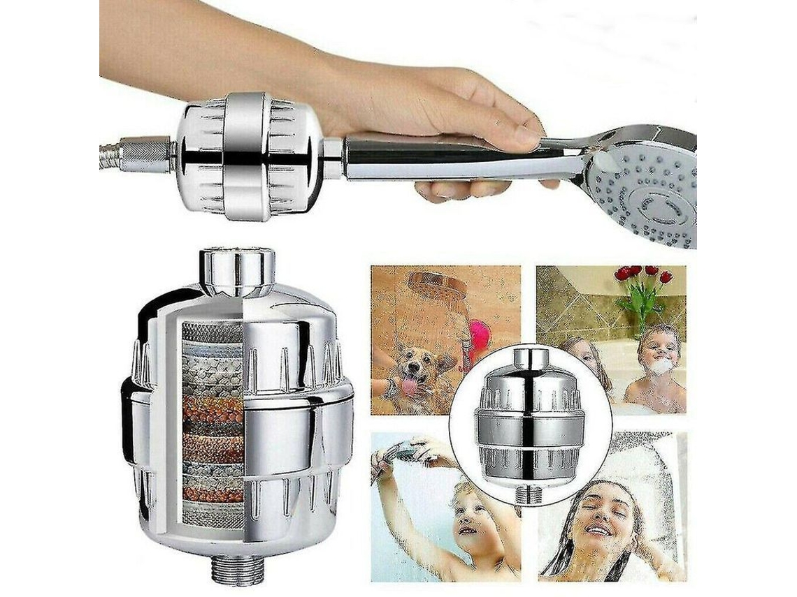 Filtro De Chuveiro Purificador 15 Estágios Remove Cloro Metais Pesados Suaviza Água Para Pele Sensível