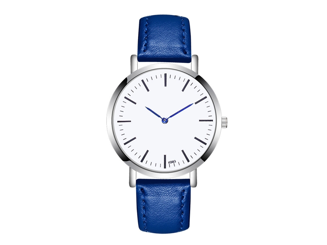 Reloj Deportivo Empresarial Hombre Estilo Cuero Azul Real