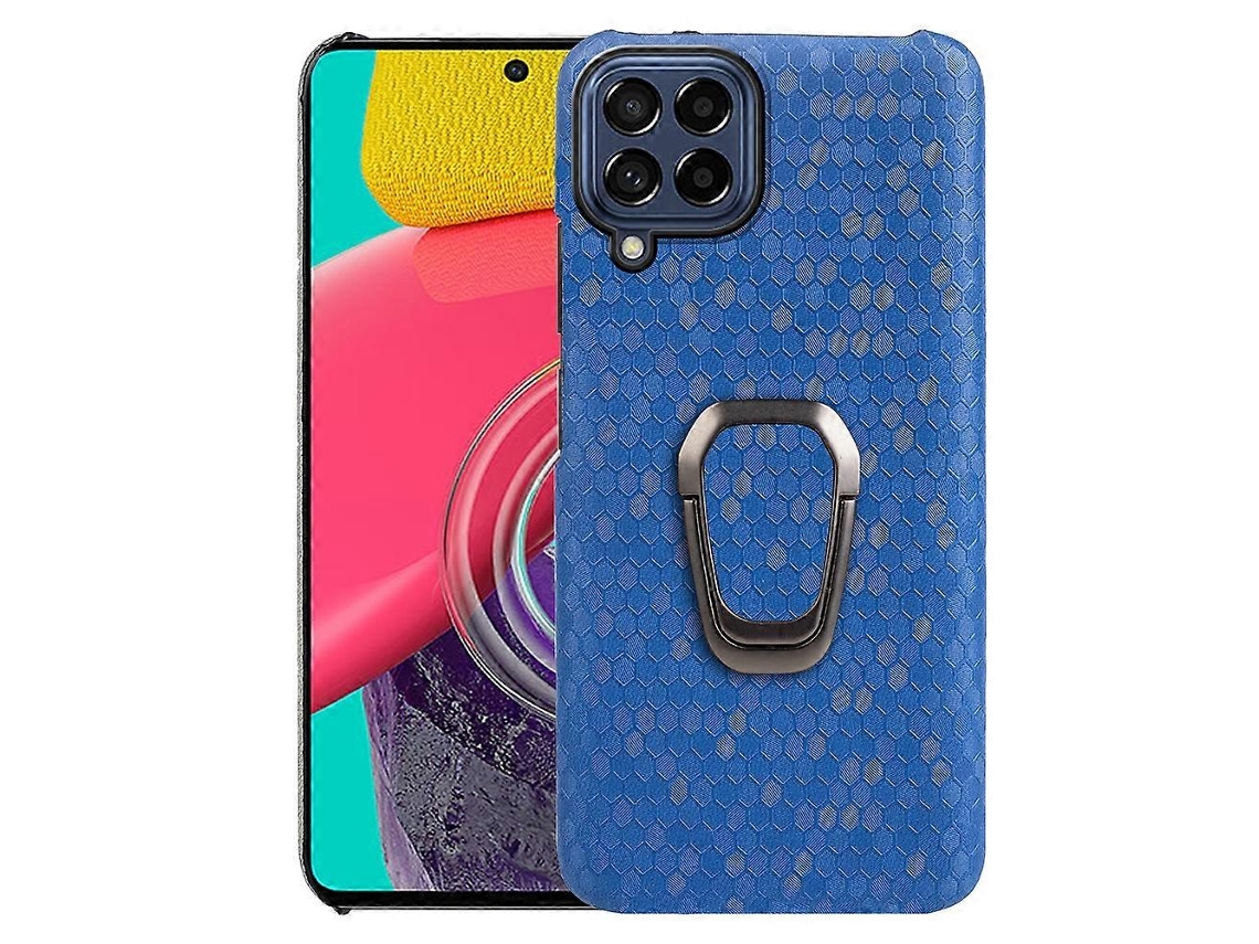 Capa De Celular Com Suporte De Anel Em Formato De Favo De Mel Em Pu Para Samsung Galaxy M53