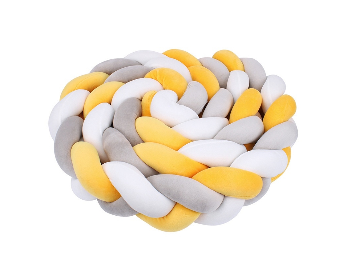 Almofada De Berço Trançada, 3 Fios, Laranja E Branco E Cinzento, 3m Para Proteção Anticolisão Elysve
