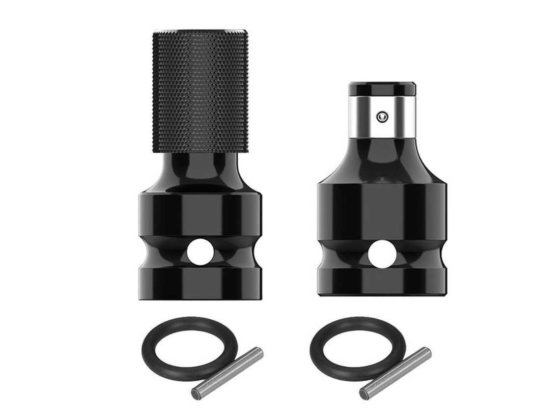 Adaptadores de tomada (2 peças) de 1/2" quadrado para 1/4" hexagonal para soquete de impacto, aço vanádio-cromado
