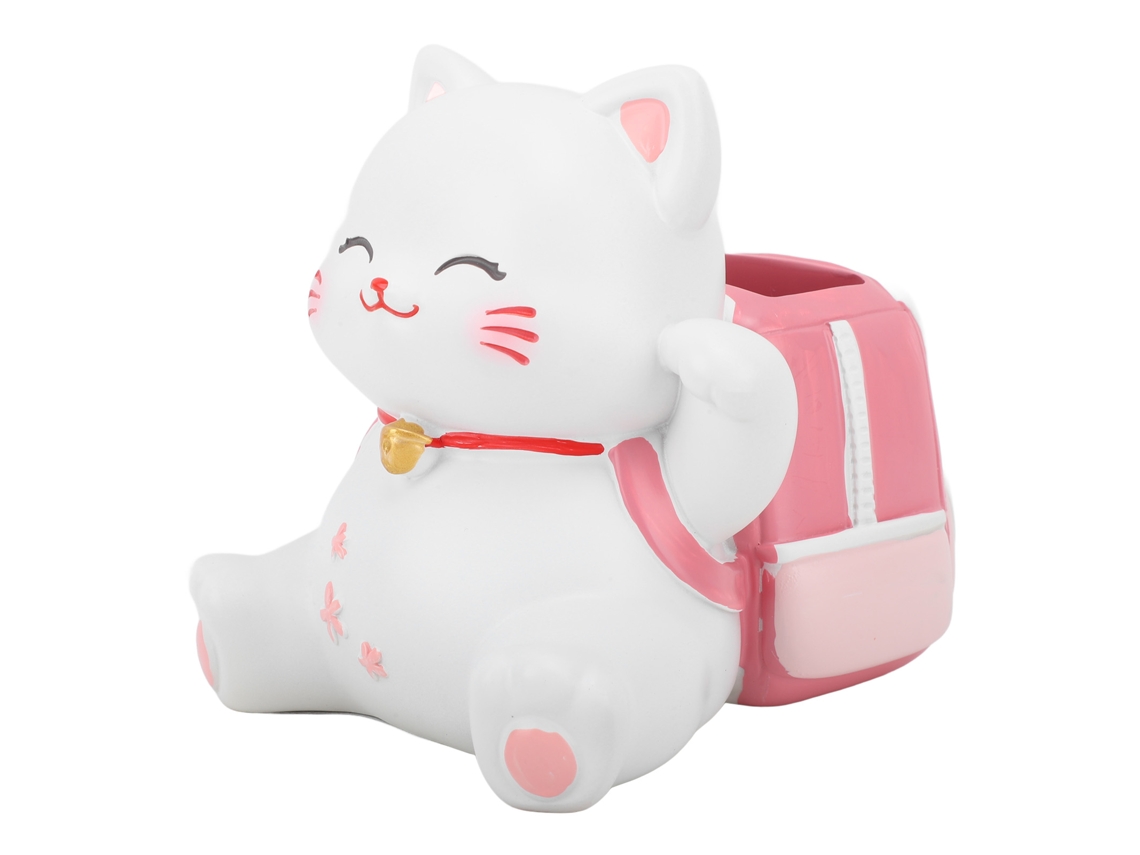 Portatintas Gatito Resina Multiusos Lindo Para Escritorio Hogar Escuela Oficina Decoración