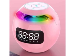 Mini Alto Falante Bluetooth 5.0 Sem Fio Bluetooth Caixa De Som Led Display Despertador Rosa