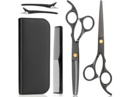 Kit De Tesoura De Corte Cabelo, 6pcs Ferramenta Profissional Para Corte De Cabelo (preta) Cuich