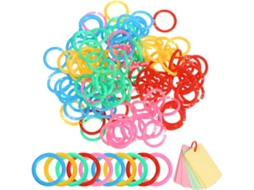 Anéis de plástico para fichário, 20 mm, multicoloridos, 96 peças, fácil de abrir, organização de documentos, para mesa.