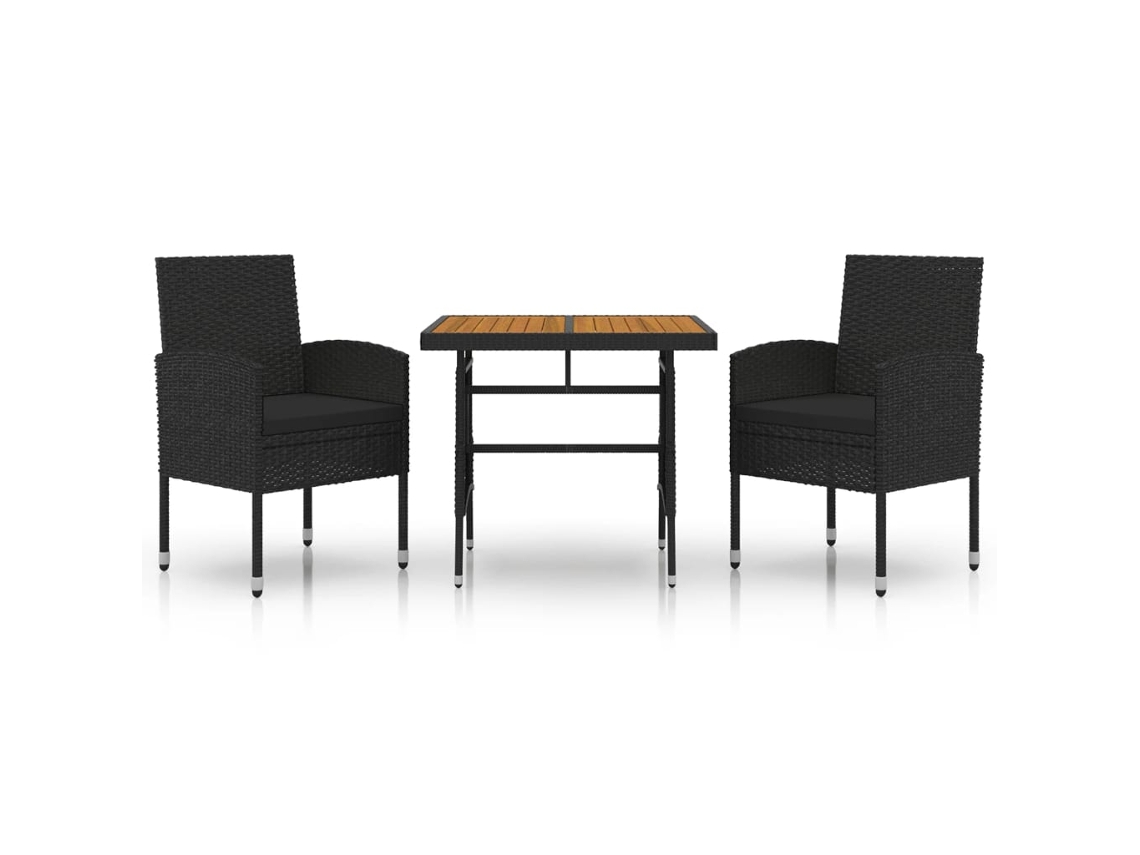 Maison Exclusive - 3 Pcs Conjunto De Jantar P/ Exterior Vime Pe Preto