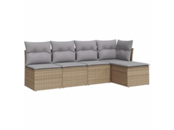 Conjunto de 5 Sofás para Jardim com Almofadões Vime Pe Bege MAISON EXCLUSIVE (5 pcs)