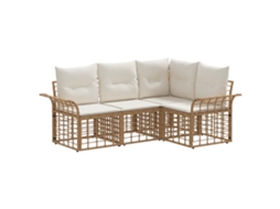 Maison Exclusive - Conjunto De Sofás Para Exterior 4 Unid. Natural E Branco Creme