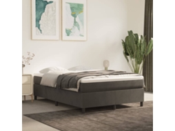 Cama Com Molas/colchão 140x200 Cm Veludo Cinzento-escuro