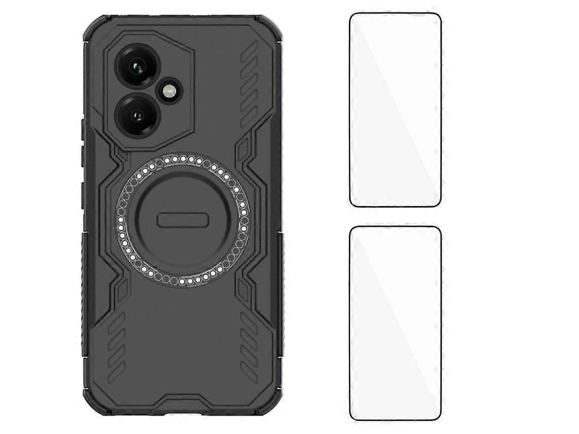 Capa Magnética Tkdaddy Para Honor 400 5g (global) Wanlonfeng Dj Series Pc Tpu Com 2 Películas De Vidro Temperado Pretas