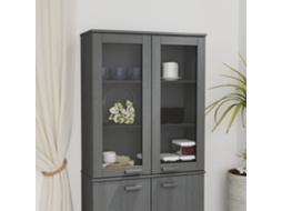 Armario alto Hamar de 85 x 35 x 100 cm, pino macizo, gris oscuro