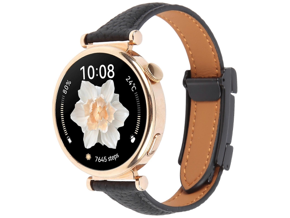 Pulseira De Couro Universal Fina Com Fecho Magnético