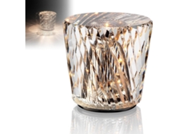 Luminária de mesa com cristal K9, 3 núcleos, dimerizável por toque.
